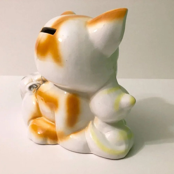 Vintage Cat Coin Bank Kittens Ceramic Figurine 8 Inch Long Kitsch - Picture 6 of 16